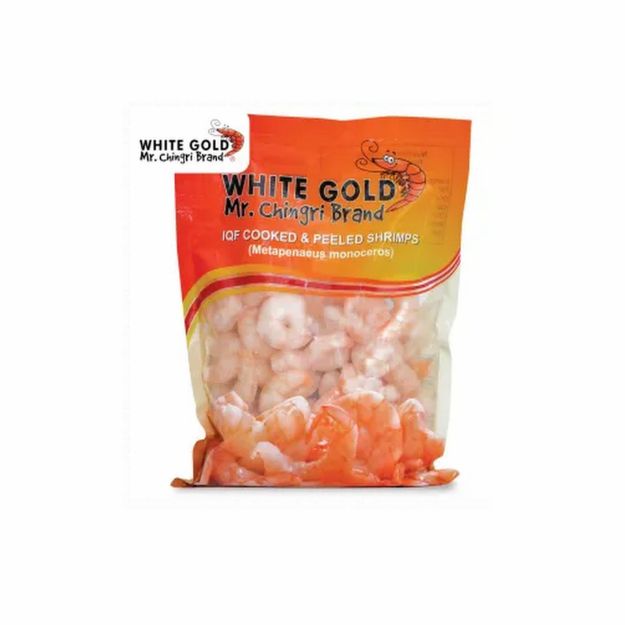 Picture of White Gold Cooked & Peeled 100/200 Prawns 500gr